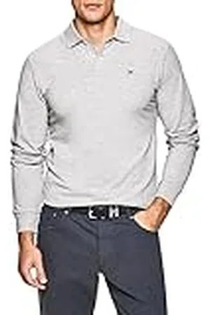 Hackett Slim Fit Logo LS, 913LIGHT GREY MARL, S, , S