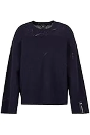 Armani Exchange Sustainable, stickad tyg, ribbad ärmar, tröja tröja, blå, XL, , XL