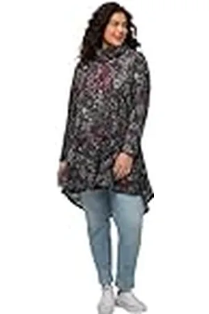 Ulla Popken Dam lång tröja med blommigt tryck sweatshirt, , 46-48 Große Größen