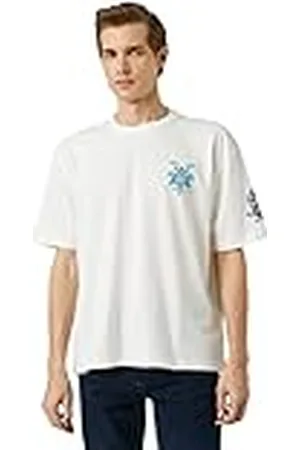 Koton Herr överdimensionerad Far East Back Print Crew Neck Kortärmad T-shirt, , S