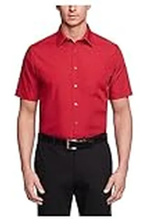 Van Heusen Kortärmad poplin solid klänning skjorta för män, , 17" Neck