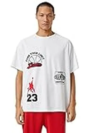Koton Män överdimensionerad sport t-shirt basket tryckt crew neck, , L