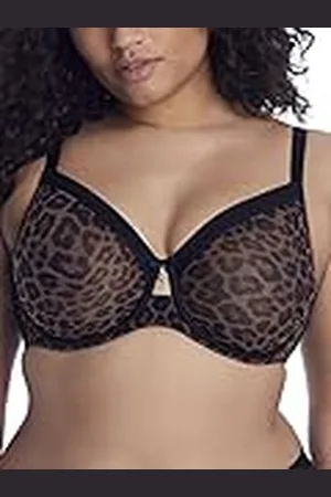 CURVY COUTURE Tunn mesh-bh för damer med full täckning och ovadderade byglar, sexig och stödjande i plusstorlek, 100G