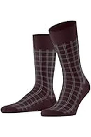 Falke Herr modern Tailor strumpor ventilerande biologisk hållbar bomull förstärkta herrstrumpor platt söm för tryckfri fotspets fashionabla rutiga, hållbara för affärer vardag 1 par, Rouge (Barolo