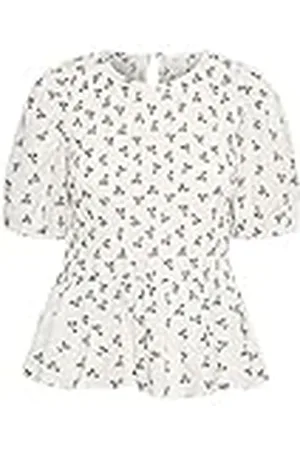 Kaffe Dam smock topp blus ruffled shorts ballongärmar, , 34