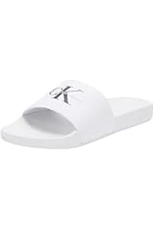 Calvin Klein CK JEANS mäns Slide Monogram YM0YM01271 Flip Flops, Vit (Ljusvit/svart), 11 UK, , 43.5 EU