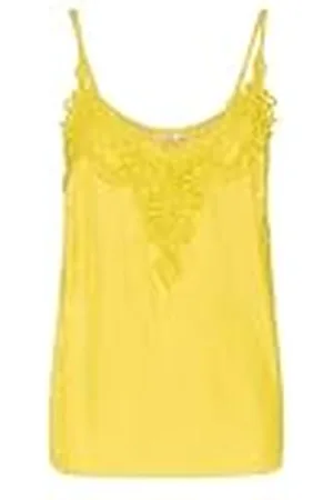 Cream Kvinnors singlet spets trim V-ringad ärmlösa spagettiband vanlig passform, , 42