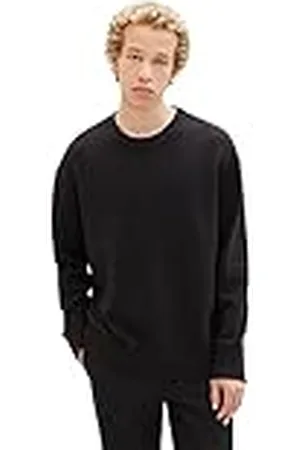 TOM TAILOR Herr lös passform crew-neck stickad tröja, , M