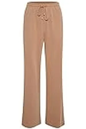 Kaffe Dam byxor joggers sweatpants elastisk midja bred ben hög midja, , M