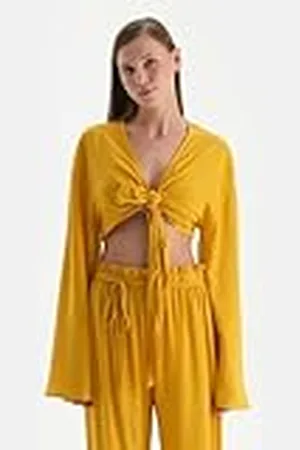 Dagi Yellow Fashion Stickad långärmad skjorta, , 40, , 40 SE