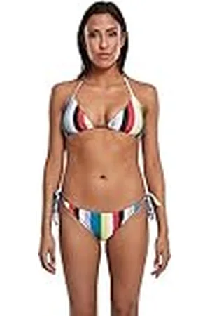 Urban classics Dambikini med triangeltopp, tvådelad baddräkt för kvinnor randig bikiniset, storlekar XS – XL, , XS