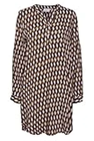 Kaffe Damtröja tunic med Roll Up Sleeves överdimensionerade långblus casual klänning, godisbyxa/thrush braid tryck, 46