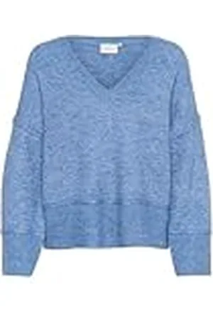 Kaffe Dam pullover V-hals avslappnad passform långa ärmar ovanför hip längd, , XXL