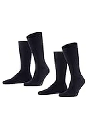 Falke Gunga 2-pack herrstrumpor andningsbar bomull tunn förstärkt mjuk platt söm för tryckfria tår enkel klassisk elegant för klänning vardaglig affärslook multipack 2 par,
