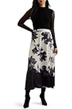 Ted Baker WMD-SELNAA-Mesh topp tryckt kjol midiklänning , , 34 SE