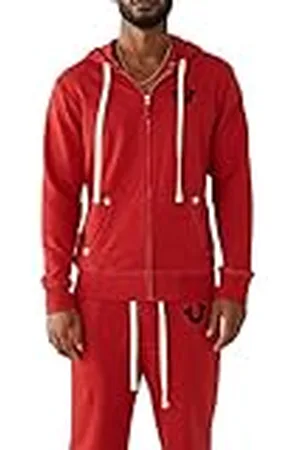 True Religion Herrtröja med huva och logotyp för dragkedja, , 3XL