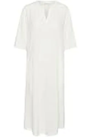 Kaffe Kvinnors kaftan klänning halv ärm midi längd V-notch hals vanlig passform dam, , 34