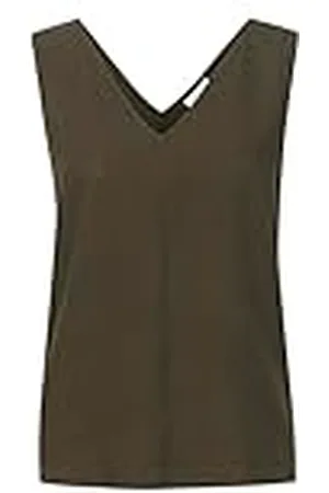 Kaffe Dam tanktopp v-ringad ärmlös normal passform hip längd breda axlar dam, , 38