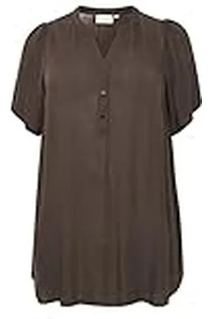 Kaffe Dam Plus storlek tunic klänning shorts puff ärmar lös blus, , 50