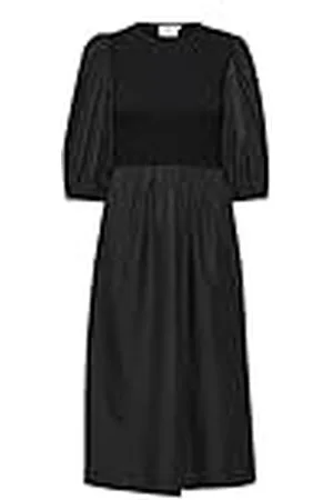 Kaffe Dam Midi klänning tre fjärdedelar ärmar Crew Neck Fit and Flare dam, , 38