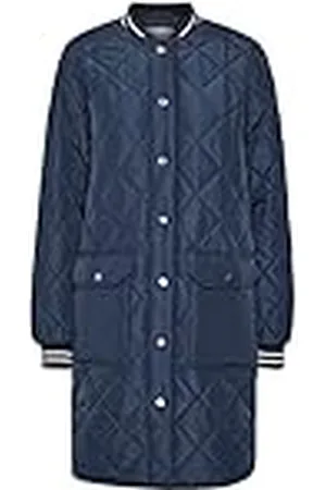 Kaffe Dam quilted jacka långärmade Longline without huva, midnatt marinblå, 46