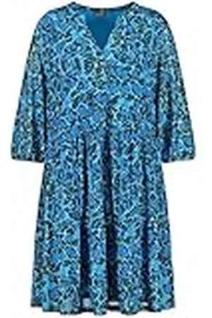 Samoon Damtunika, klänning med heltäckande tryck, 3/4-arm, elastisk ärmfåll, klänning, trikat, tunikaklänning, mönstrad, knäomspelande, , 50 SE