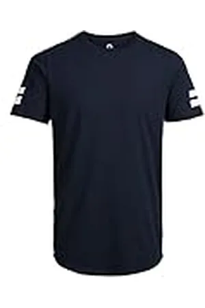 JACK & JONES T-shirt för män randig rund hals T-shirt, Blå (Navy Blazer Passform: reg), S