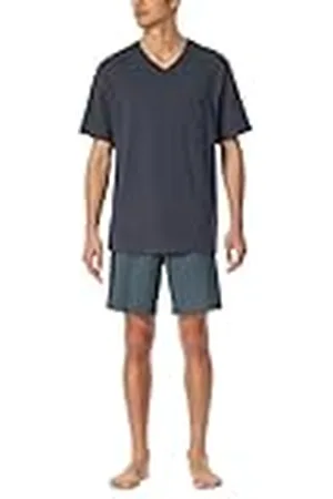 Schiesser Kortärmad pyjamas för män, V-ringning, komfort, Essentials pyjamasset, , 56, , 56