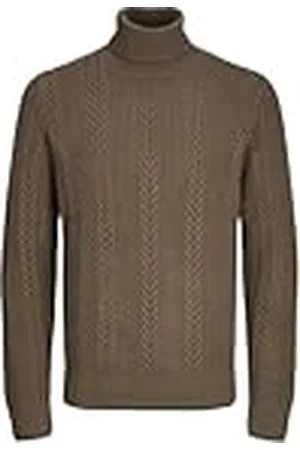 JACK & JONES Herr Jcocipher stickad tröja med rullkrage, skiffersvart, L, , L