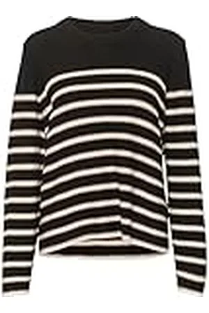 Part Two Kvinnors tröja Crew Neck långärmad vanlig passform randigt mönster, , XL