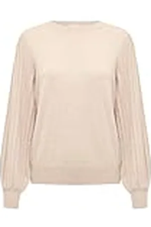 Kaffe Dam avslappnad tröja lång lös ärm Crew Neck stickad topp, , XL