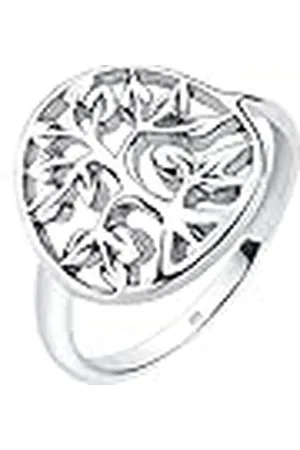 Elli Ring damer med livets trädsymbol blommig i 925 sterlingsilver, 52 EU, fasettad slipning, Utan