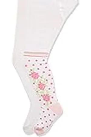 Playshoes Baby flicka elastiska strumpbyxor med komfort midjeband rosor och enfärgade (2-pack)