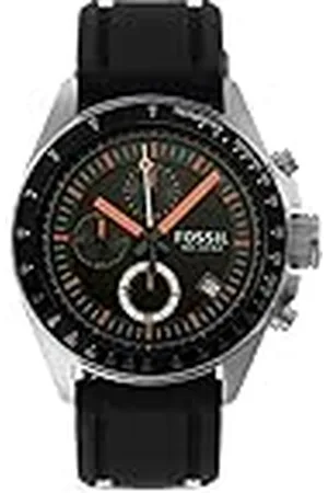 Fossil Klocka för män Decker, kvarts kronogravrörelse, 44 mm silverfodral i rostfritt stål med silikonrem, CH2647