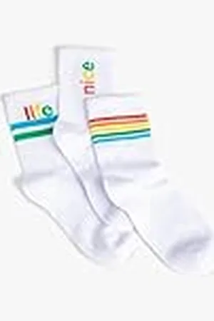 Koton Women 3-pack sloganbroderi strumpor set, , One Size