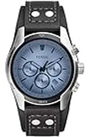 Fossil Klocka för män Coachman, kvarts kronogravrörelse, 45 mm silverfodral i rostfritt stål med äkta läderrem, CH2564