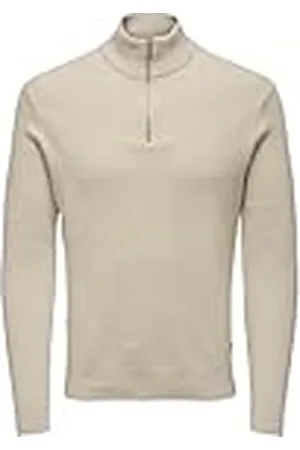 Only & Sons Herr ONSPHIL REG 12 bomull halv dragkedja stickad NOOS tröja, silver foder, S, , S