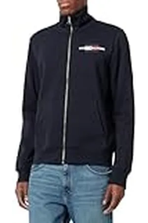 Tommy Hilfiger Herr HILFIGER FLAG EMBRO ZT STAND CLR MW0MW35539, tröja med dragkedja, blå, XXXL, , 3XL stor