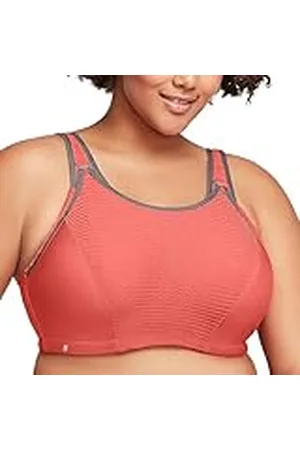 Glamorise Dam Full Figur Elite Performance Justerbar Wonderwire Sport BH #9167, Korall/grå, 75C