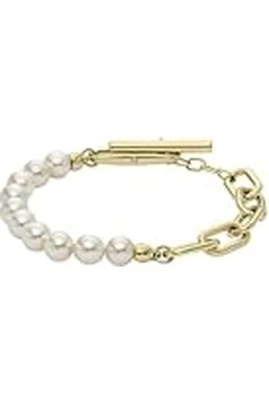 Fossil Kvinnors Heritage Pearl D-Link Guld-Tonat rostfritt stål Chain armband, JF04729710