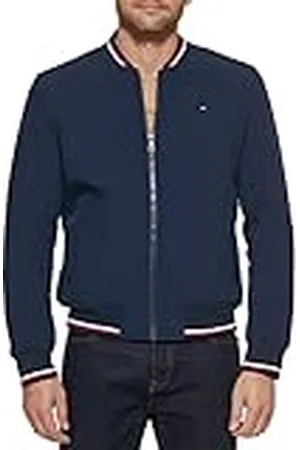Tommy Hilfiger Lätt Varsity ribbstickad bomberjacka skaljacka, Midnight mjukt skal, 3XL