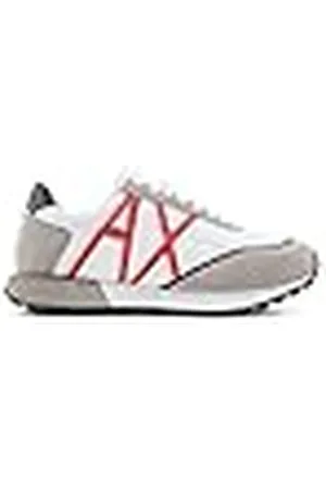 Armani Exchange Bidimensionell logotyp för kvinnor, beige mocka infoga sneakers, , 41 EU
