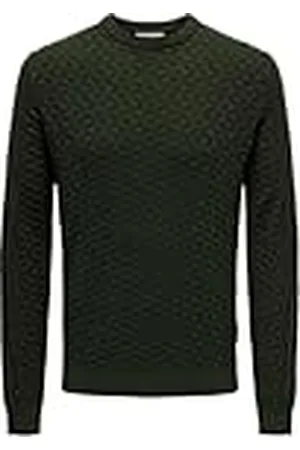 Only & Sons Stickad tröja för män, ONSKALLEN REG 12 STRUC Crew Knit NOOS, , S