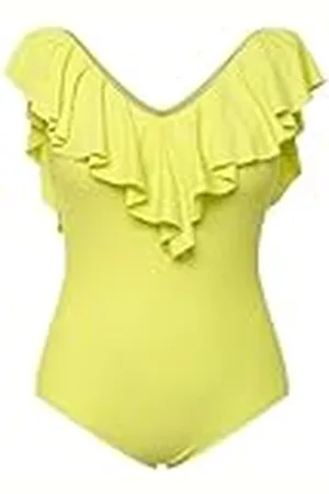 Ulla Popken Dam, volang, V-hals, softcups baddräkt, , 52