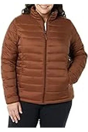 Amazon Lättviktig långärmad vattentät packbar pufferjacka för kvinnor (finns i plusstorlek), mörk toffee-brun, X-Small