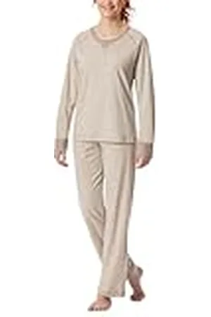 Schiesser Dampyjamas-set, långa mjuka bomull-nattkläder, pyjamas-set, , 48