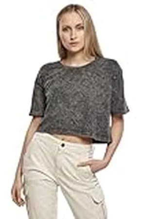 Build Your Brand Damer Acid Washed Cropped Tee T-shirt för kvinnor, , S