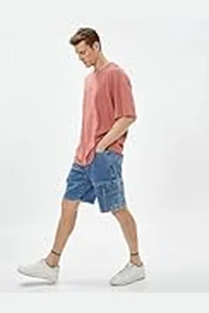 Koton Herr button cotton cargo pocket seam detalj jean shorts, , 29