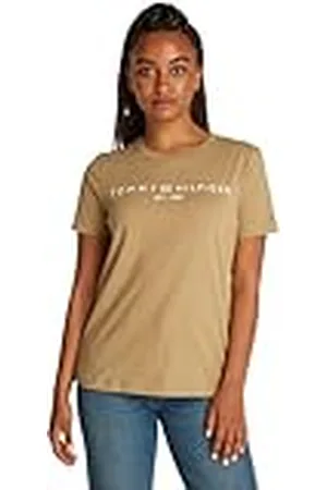 Tommy Hilfiger Dam REG Corp Logo C-NK SS WW0WW40276 S/S t-shirt, khaki, XL, , XL