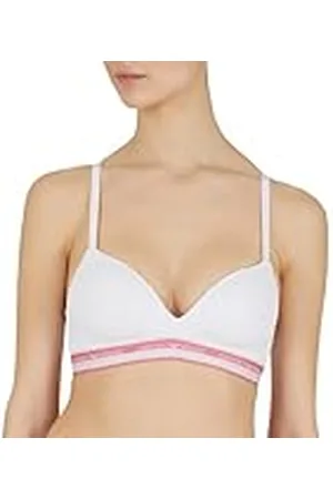 Emporio Armani Stretch bomull logotypband vadderad triangel BH vit, , XL